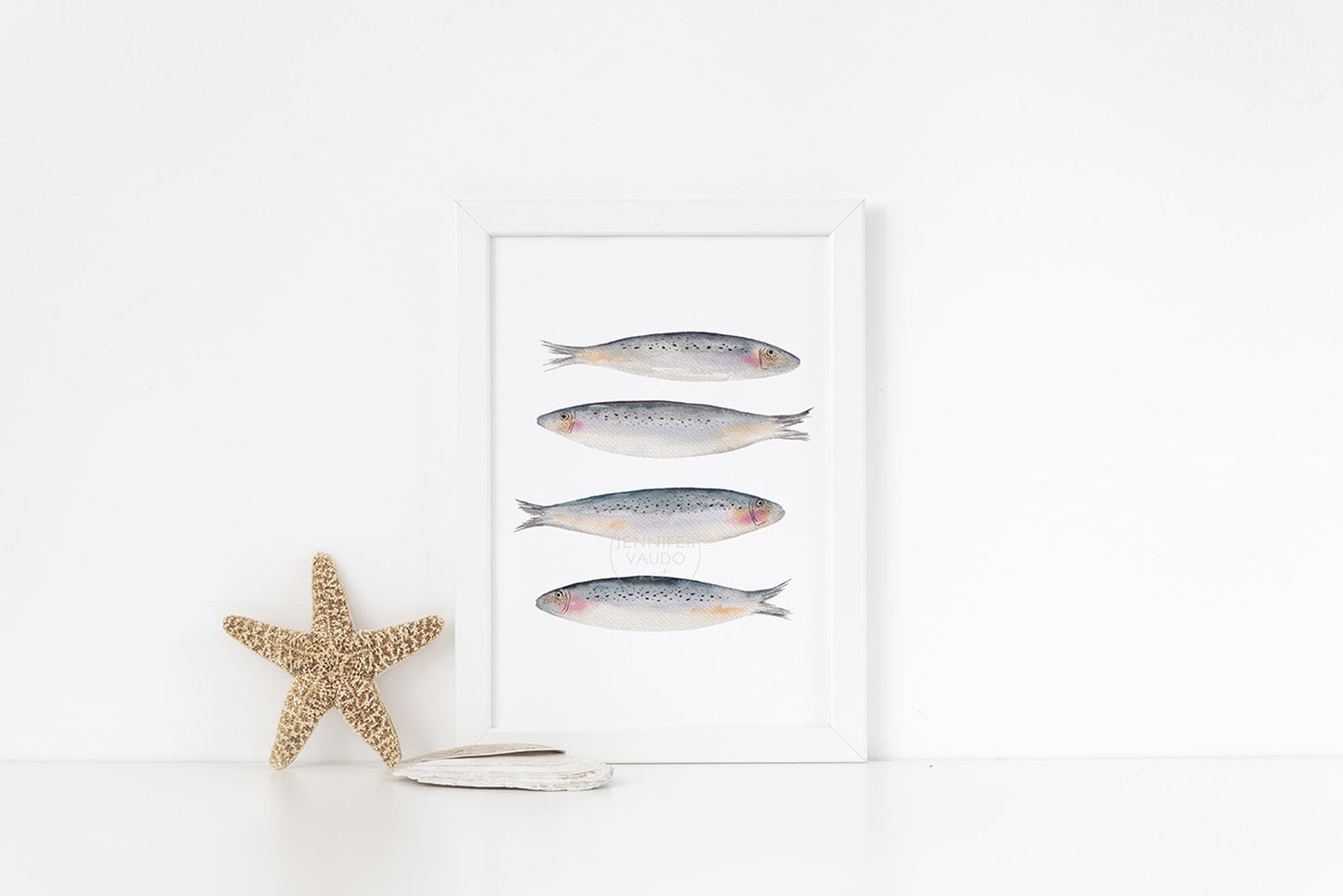 Sardines, Maritime Living, Fish Wall Art, Hand-painted Print, Seafarer, Fisherman Aesthetic, Watercolor print