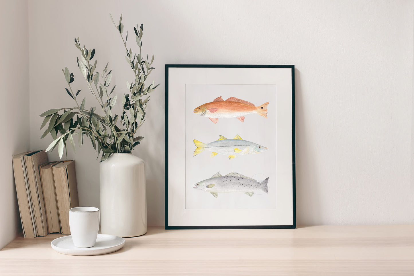 Fish Wall Art, Hand-painted Print, Grand Slam Fish, Red Drum, Snook, Spotted Sea Trout, Florida Fisherman