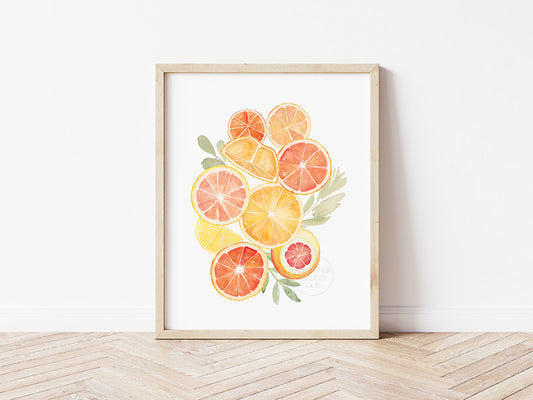 Citrus Wall Art, Hand-painted Watercolor print, Kitchen Decor, Tropical Wall Decor, Nursery Artwork