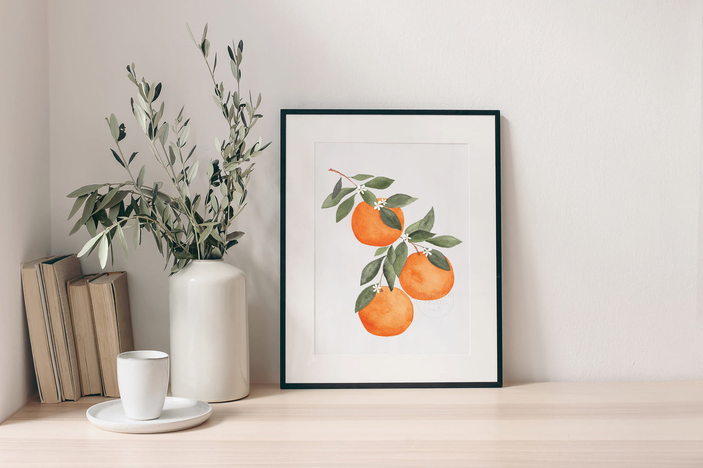 Oranges Art Print Vertical, Oranges Watercolor, Citrus Wall Art, Kitchen Decor, Nursery Wall Art