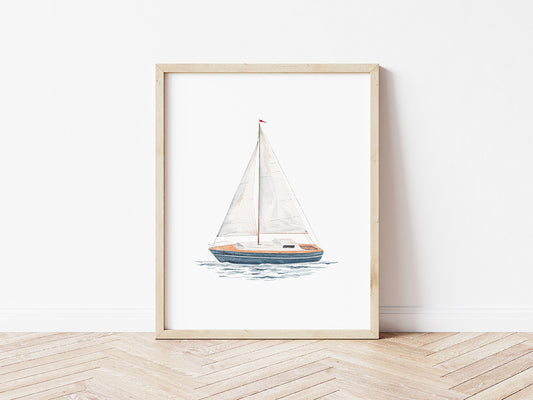 Sailboat Artwork | Coastal Wall Decor | Hand-painted watercolor print | Boating art | Nursery