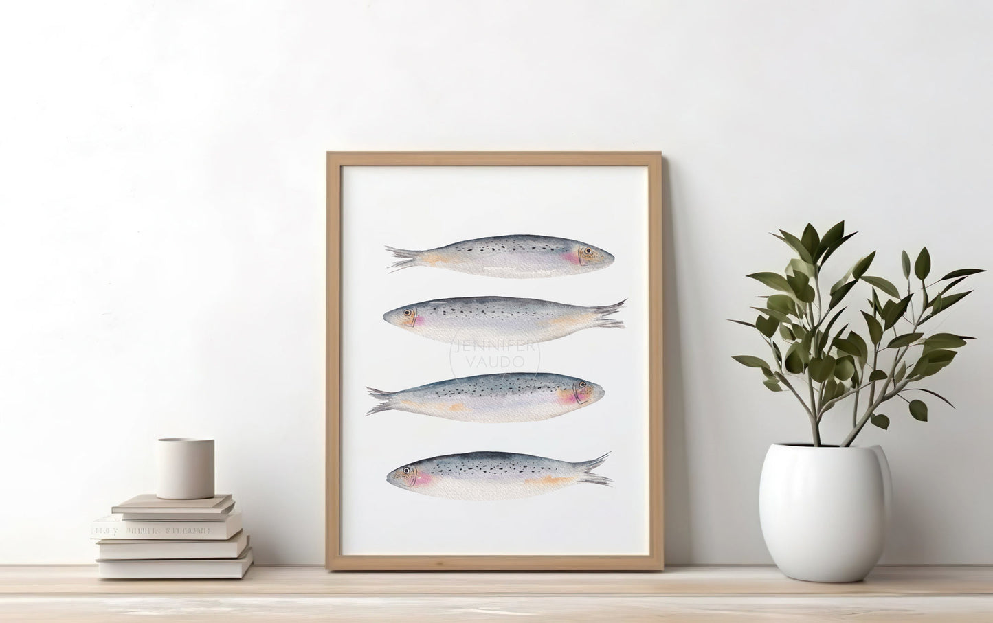 Sardines, Maritime Living, Fish Wall Art, Hand-painted Print, Seafarer, Fisherman Aesthetic, Watercolor print