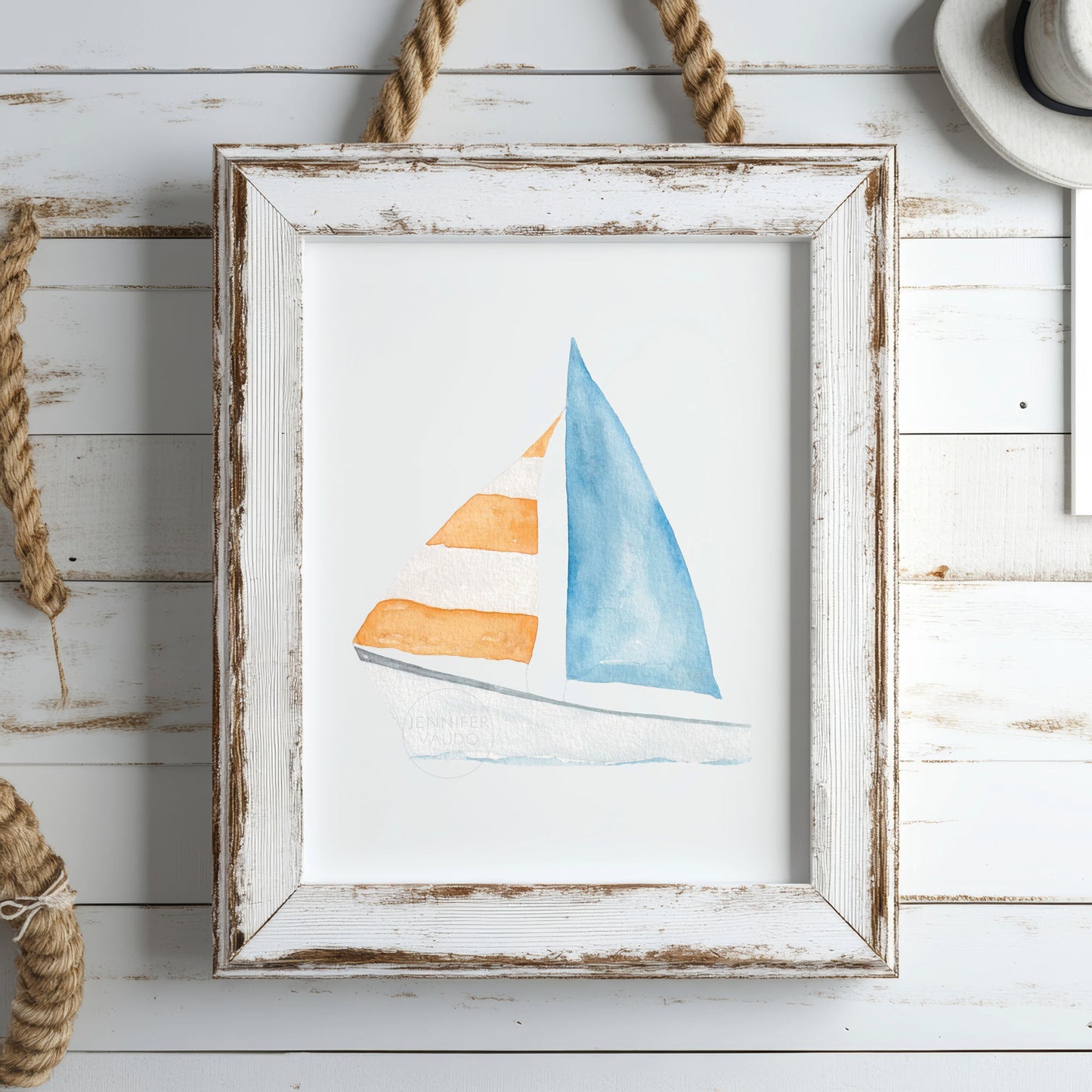 Sailboat Watercolor Print, Boat Wall Art, Nautical Art Print, Coastal
