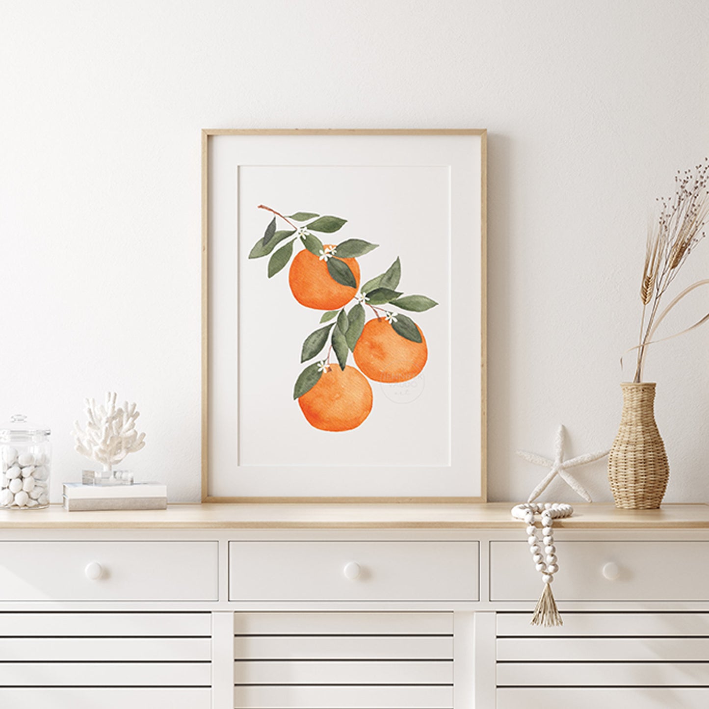 Oranges Art Print Vertical, Oranges Watercolor, Citrus Wall Art, Kitchen Decor, Nursery Wall Art