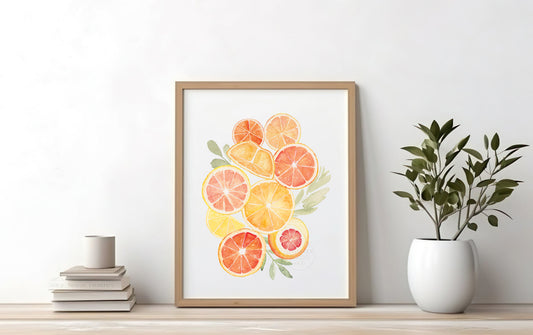 Citrus Wall Art, Hand-painted Watercolor print, Kitchen Decor, Tropical Wall Decor, Nursery Artwork