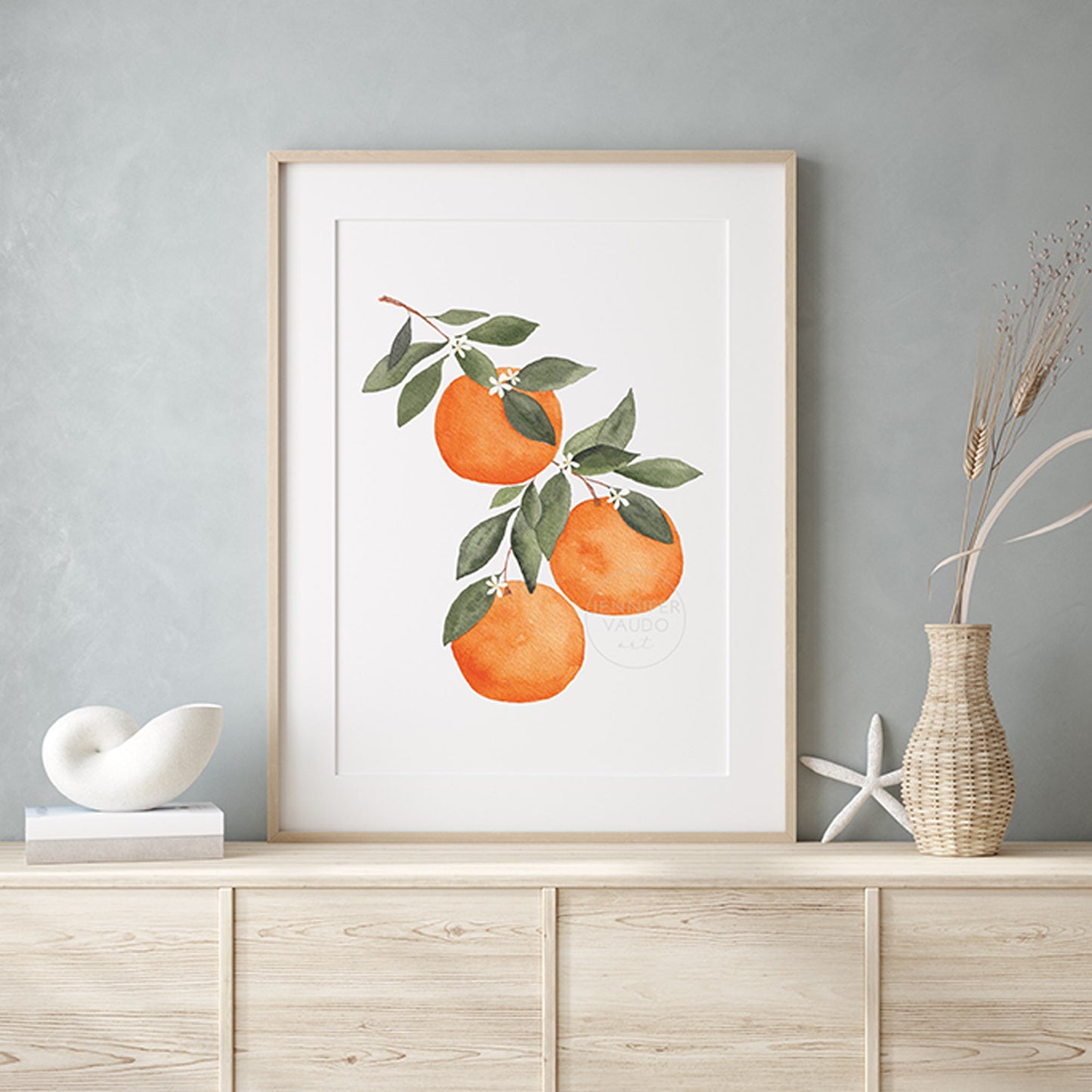Oranges Art Print Vertical, Oranges Watercolor, Citrus Wall Art, Kitchen Decor, Nursery Wall Art