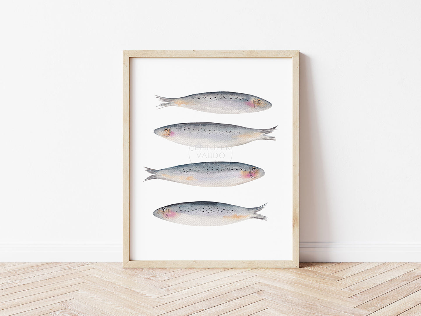 Sardines, Maritime Living, Fish Wall Art, Hand-painted Print, Seafarer, Fisherman Aesthetic, Watercolor print