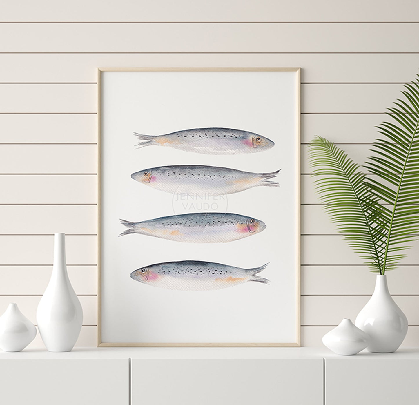 Sardines, Maritime Living, Fish Wall Art, Hand-painted Print, Seafarer, Fisherman Aesthetic, Watercolor print