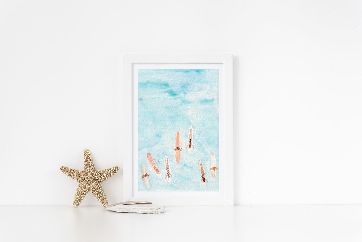 Female Surfer Wall Art, Coastal Home Decor, Surf Watercolor Art Print