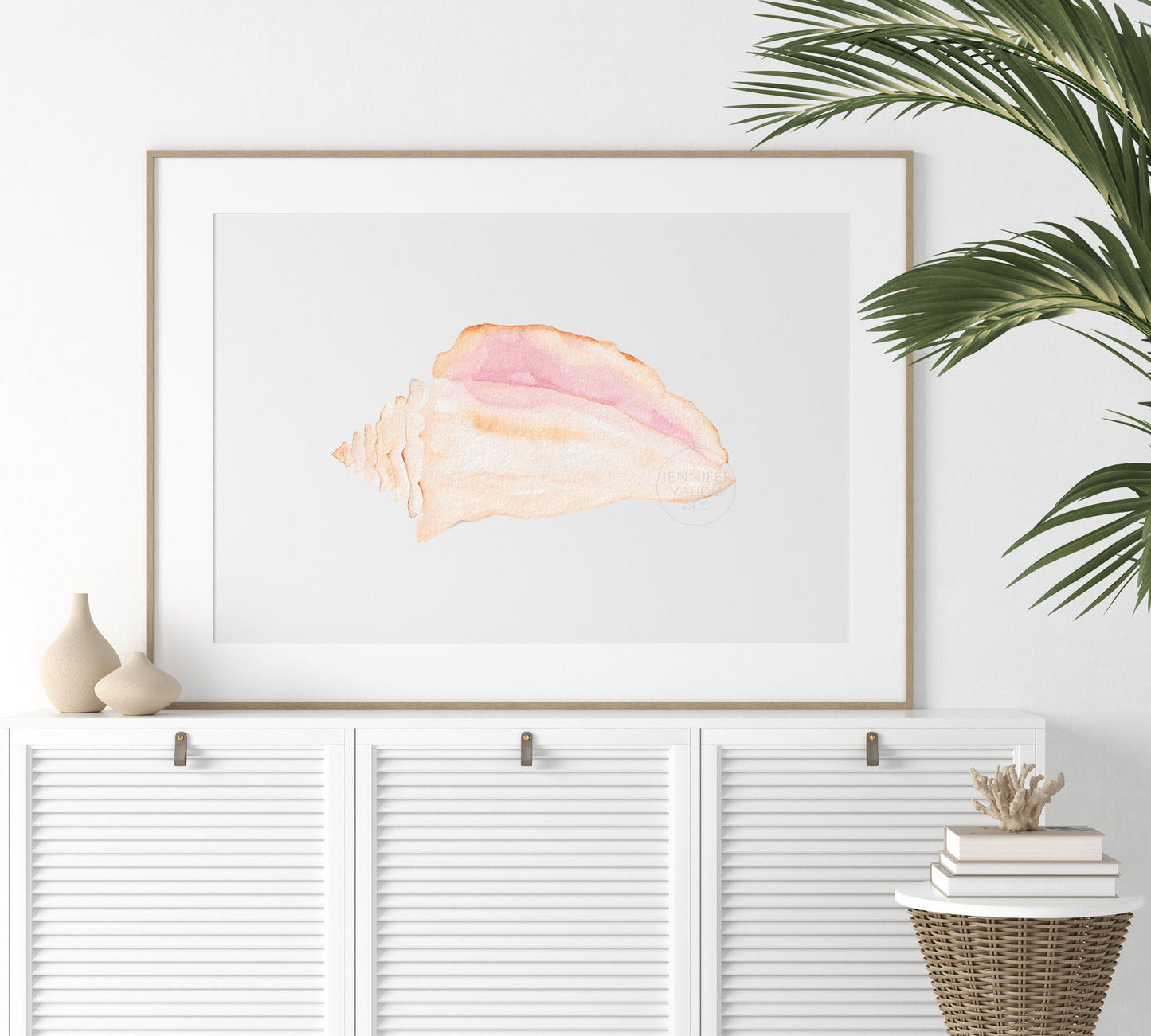 Conch Shell Wall Art, Watercolor Print