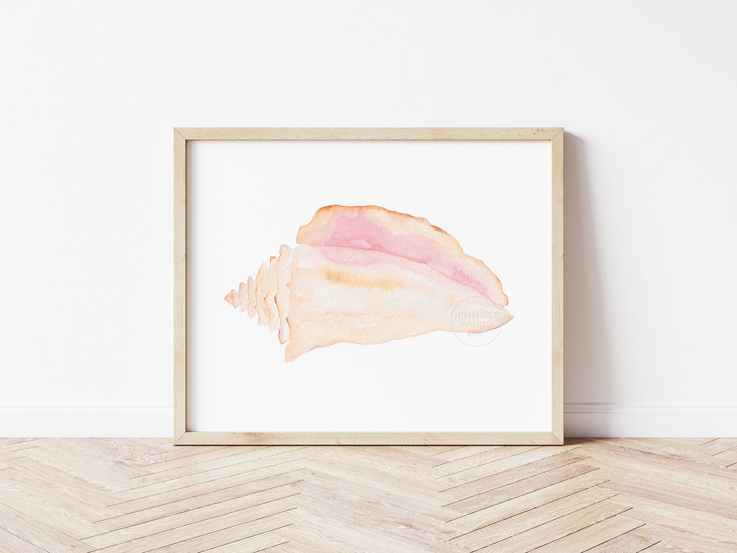 Conch Shell Wall Art, Watercolor Print