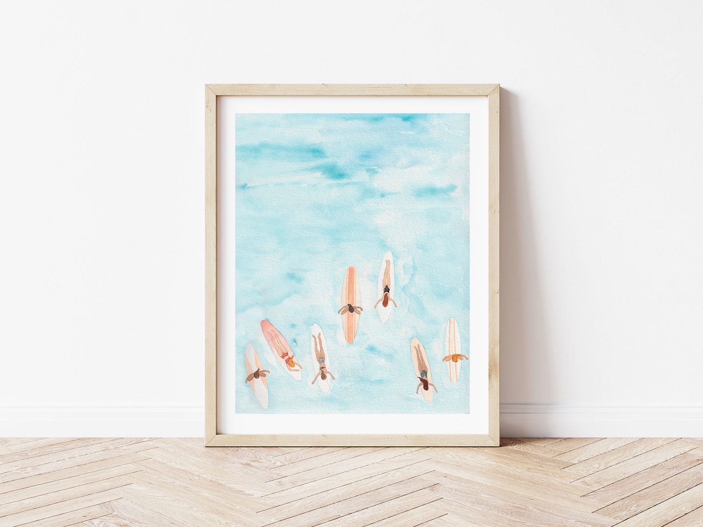 Female Surfer Wall Art, Coastal Home Decor, Surf Watercolor Art Print