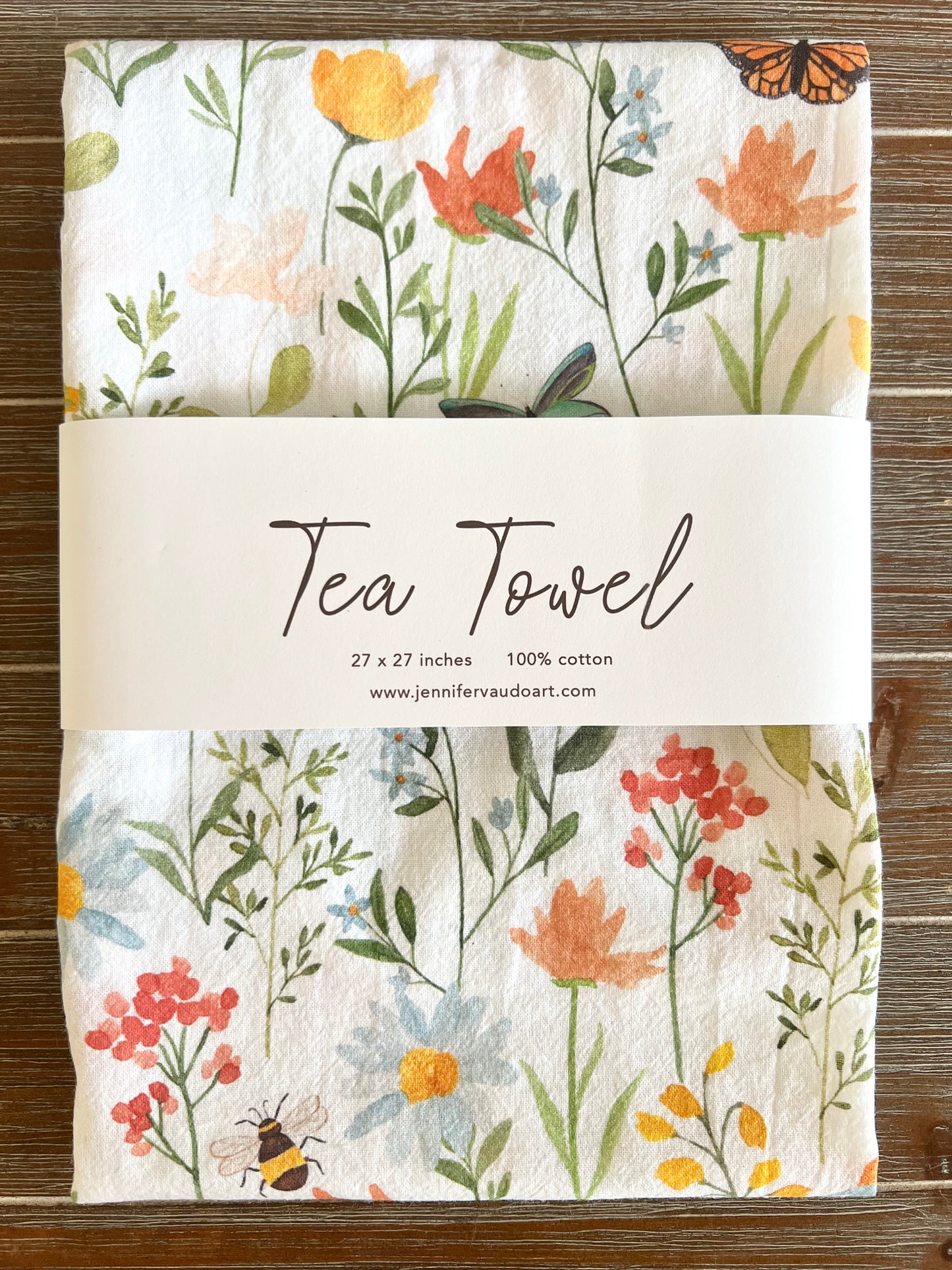 Wildflower Tea Towel, Kitchen Decor, Hand Towel, Watercolor