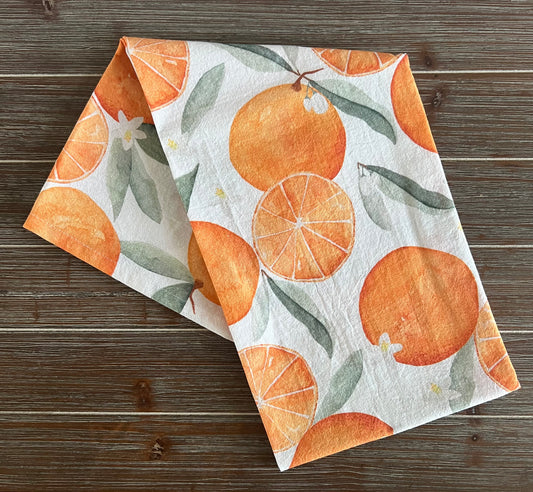 Oranges Tea Towel, Kitchen Decor, Citrus, Hand Towel, Watercolor