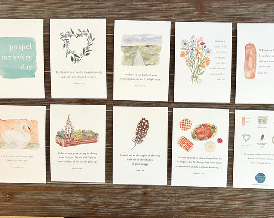 Gospel Cards, Scripture Note Cards, Hand-painted Watercolor Artwork