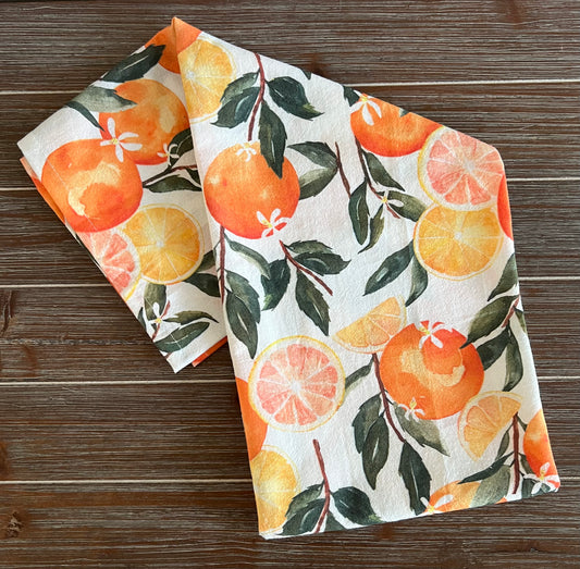Oranges Tea Towel, Kitchen Decor, Hand Towel, Watercolor
