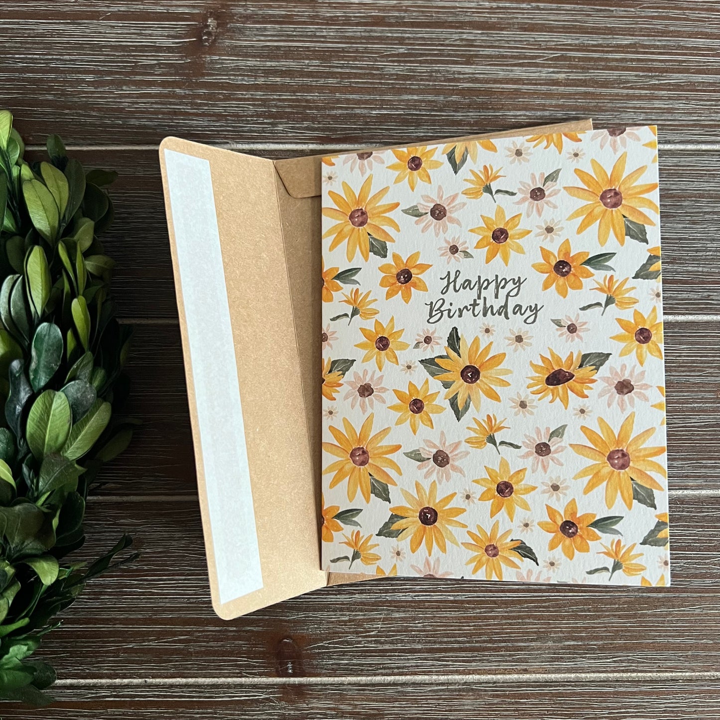 Sunflower birthday card, Sweet birthday wishes, Watercolor Florals, blank inside, Card for her, Greeting Card Hand-painted print