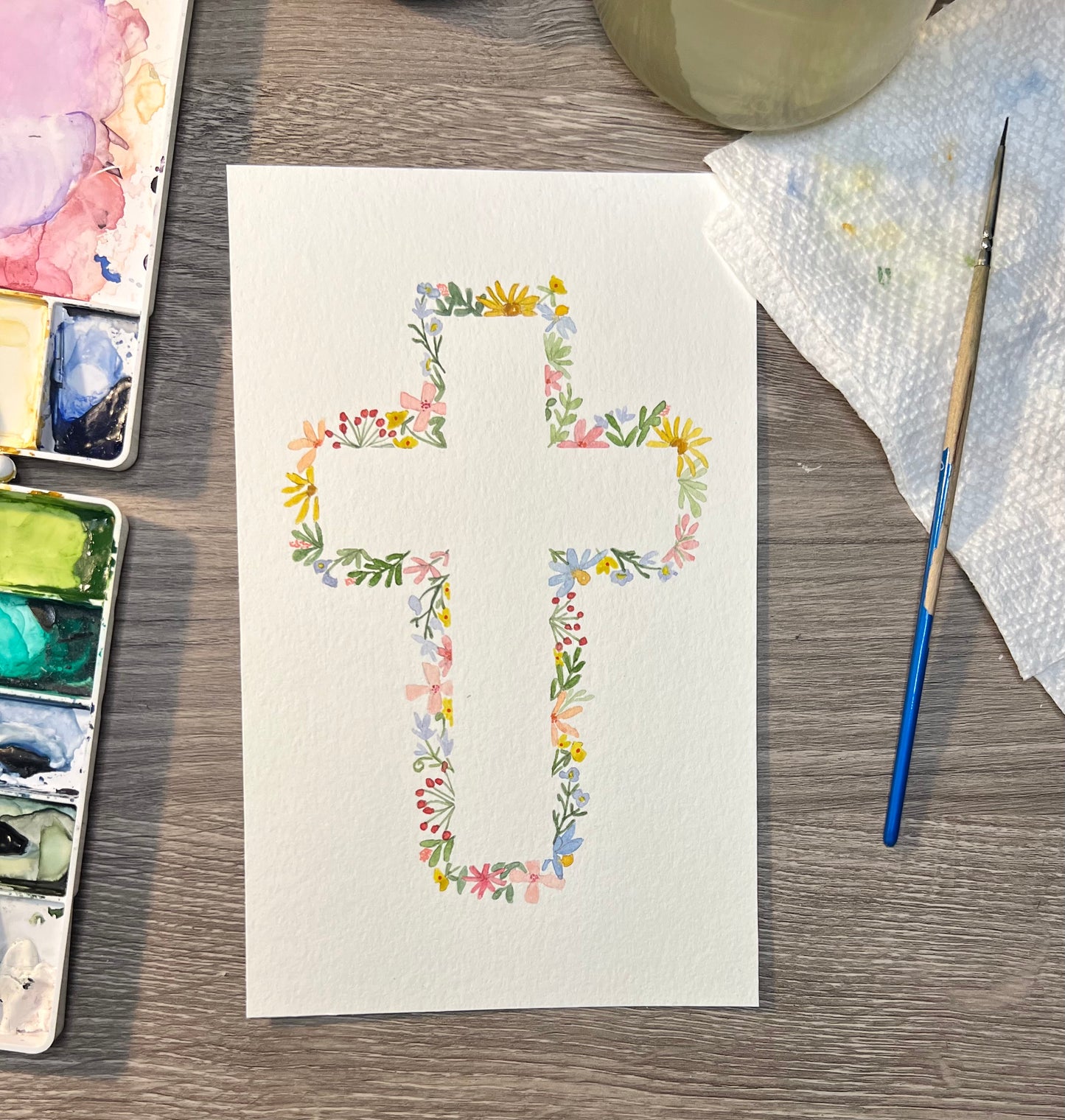 Religious Greeting Card, Cross, Easter, Baptism Card, First Holy Communion, Sympathy, Florals