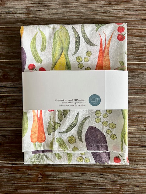 Garden Tea Towel, Vegetables, Produce, Watercolor Hand Towel