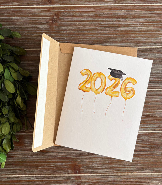 Graduation Card, 2026 Graduate, Grad Cap, Blank Inside