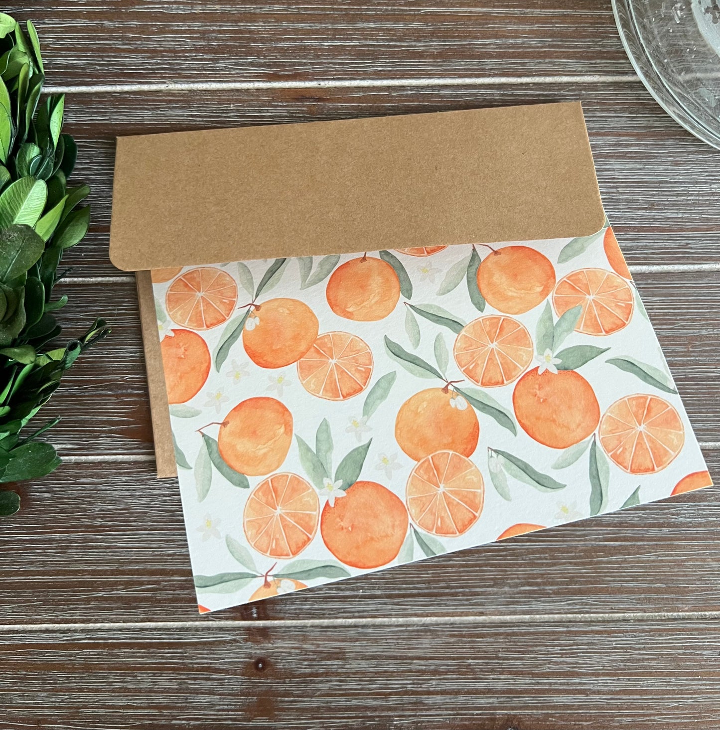 Oranges Stationery Set, Citrus Patterned Cards, Thank You Note Cards
