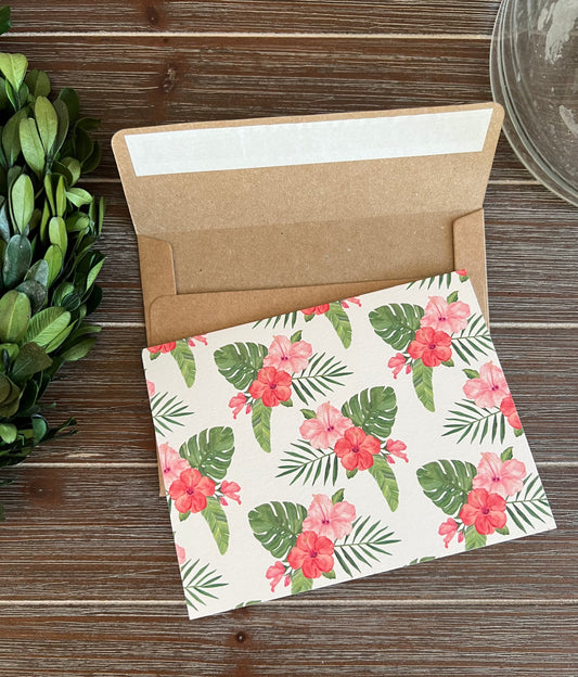 Hibiscus Stationery Set, Tropical Note Cards, Blank Inside