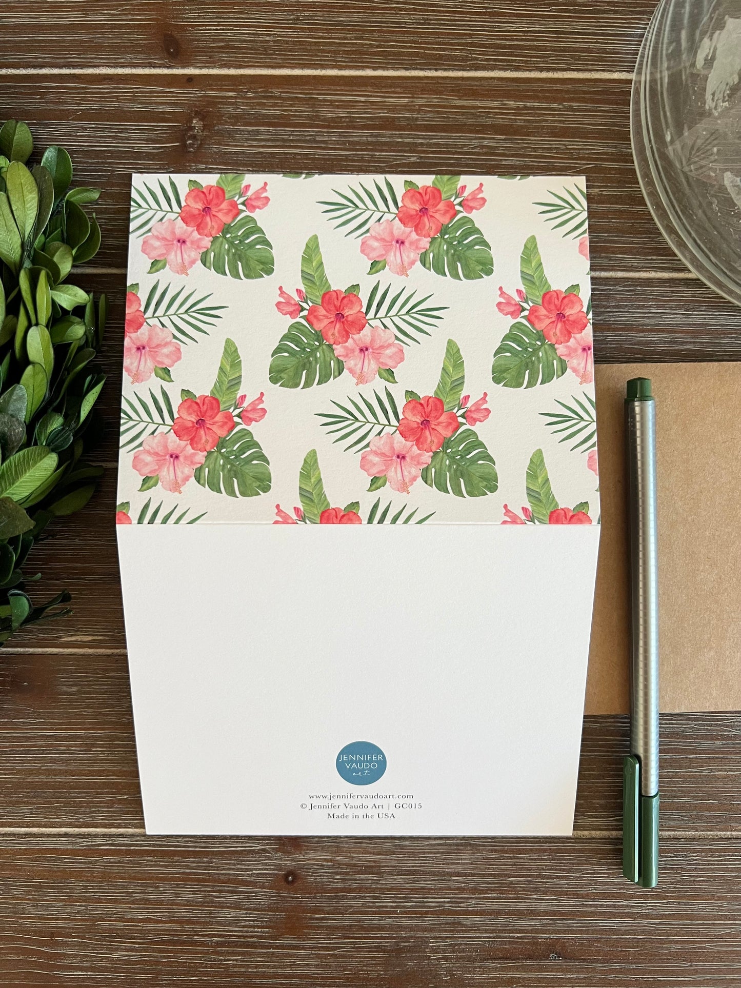 Hibiscus Greeting Card Set, Tropical Note Cards, Blank Inside