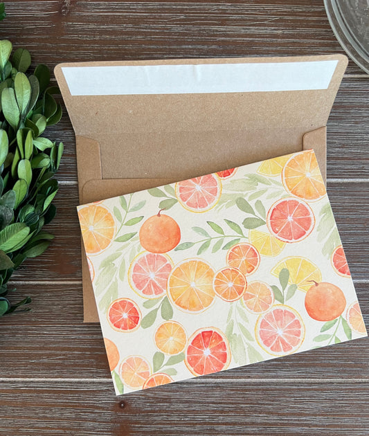 Citrus Greeting Card Set, Tropical Note Cards, Blank Inside