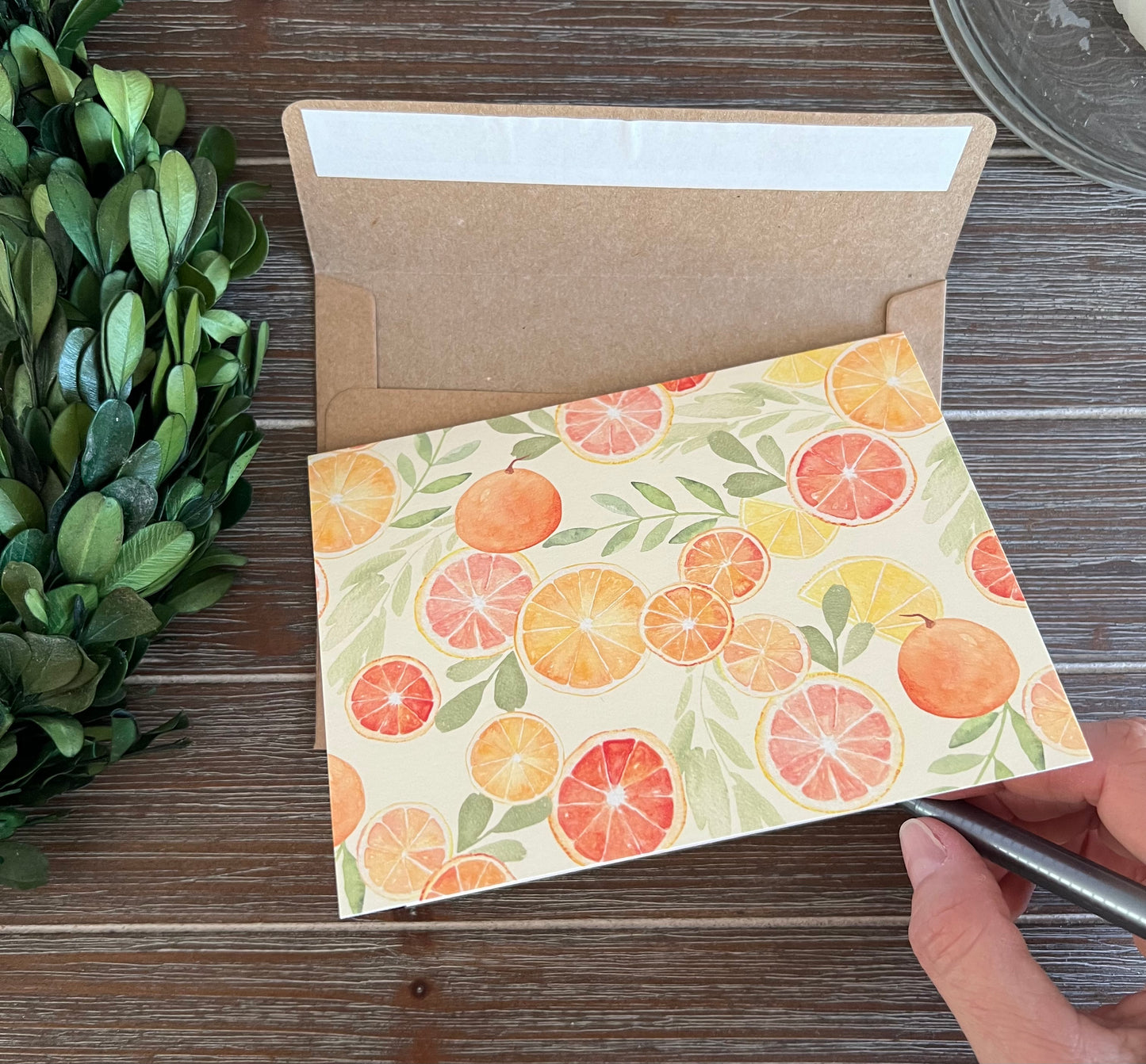 Citrus Greeting Card Set, Tropical Note Cards, Blank Inside
