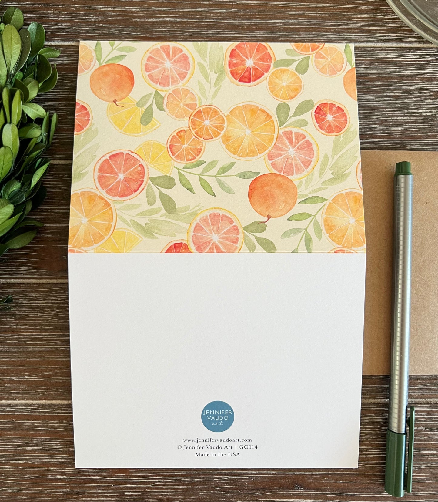 Citrus Greeting Card Set, Tropical Note Cards, Blank Inside