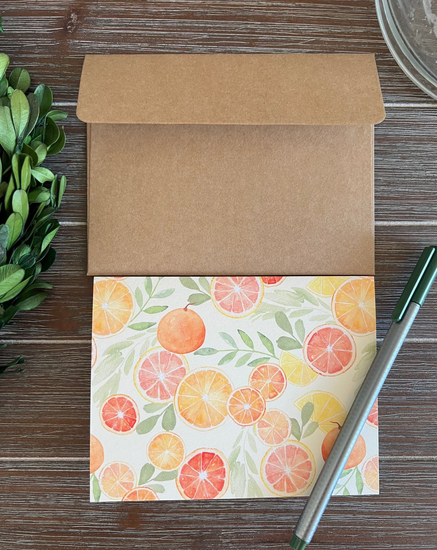 Citrus Greeting Card Set, Tropical Note Cards, Blank Inside