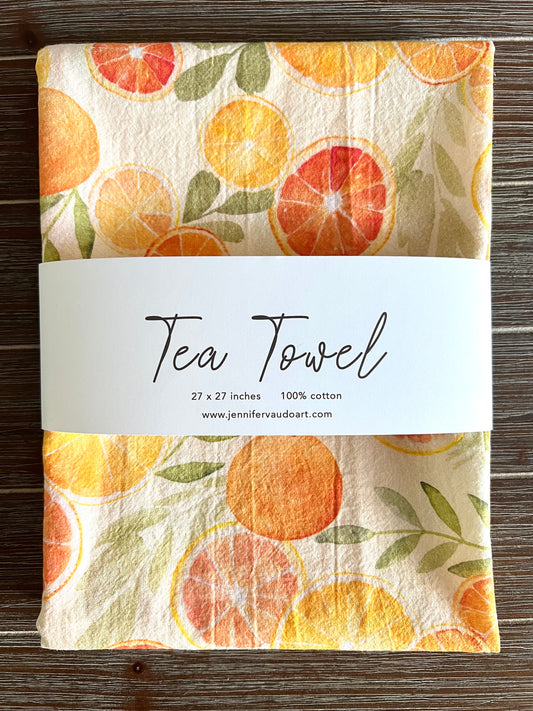 Citrus Watercolor Tea Towel