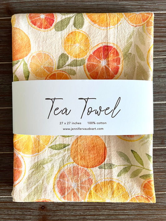 Tea Towel, Citrus, Kitchen Decor, Hand Towel, Watercolor