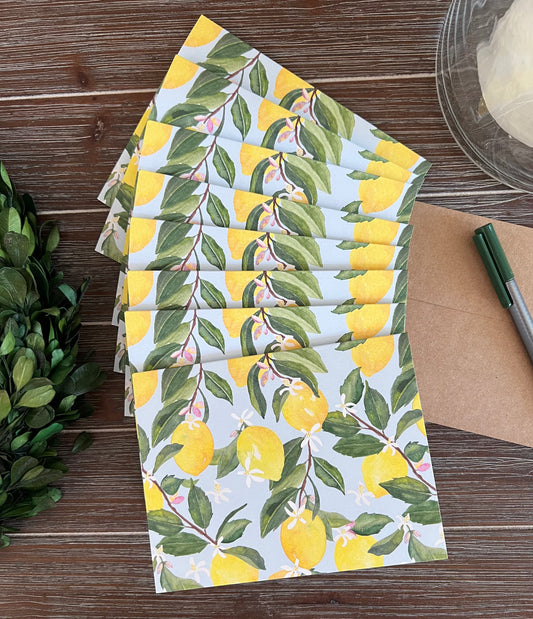 Lemons + Blossoms Stationery Set, Thank You Note Cards