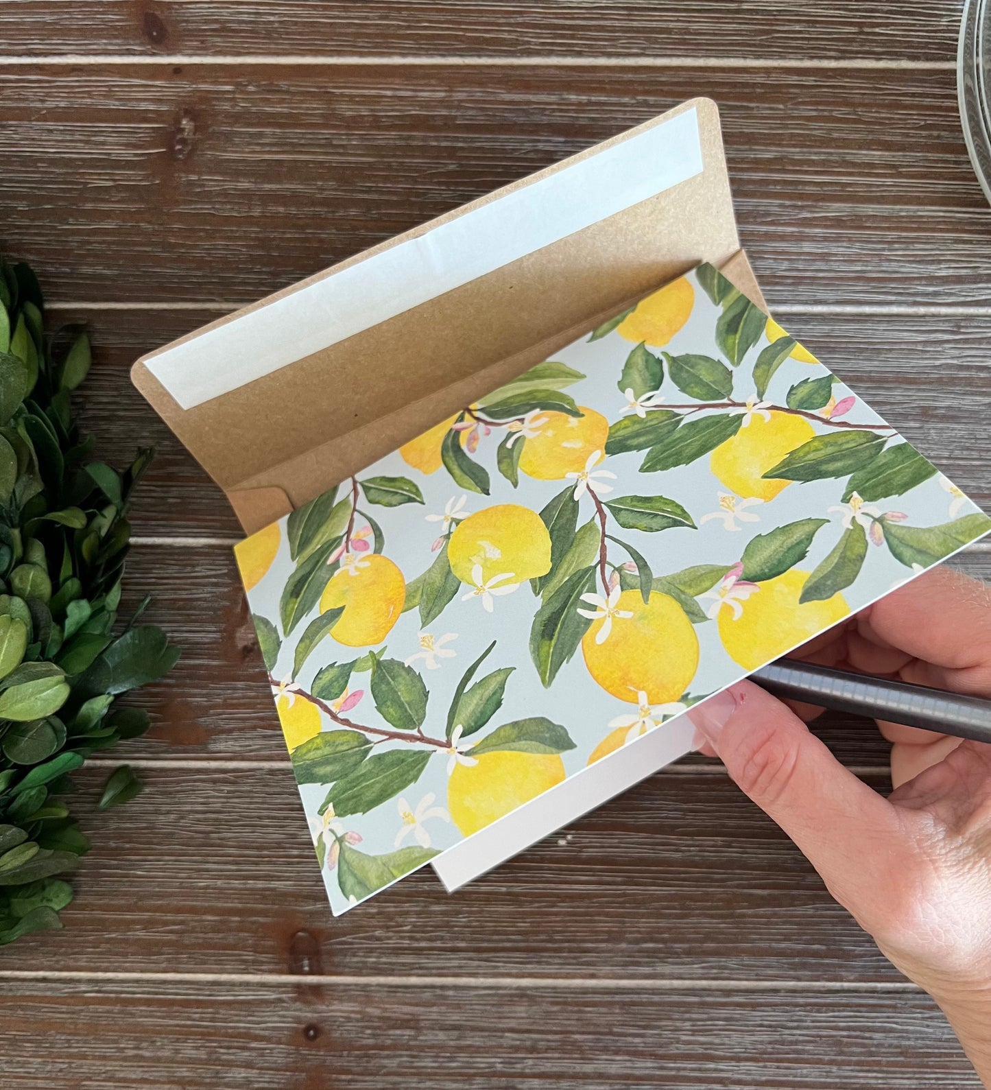 Lemons + Blossoms Stationery Set, Thank You Note Cards