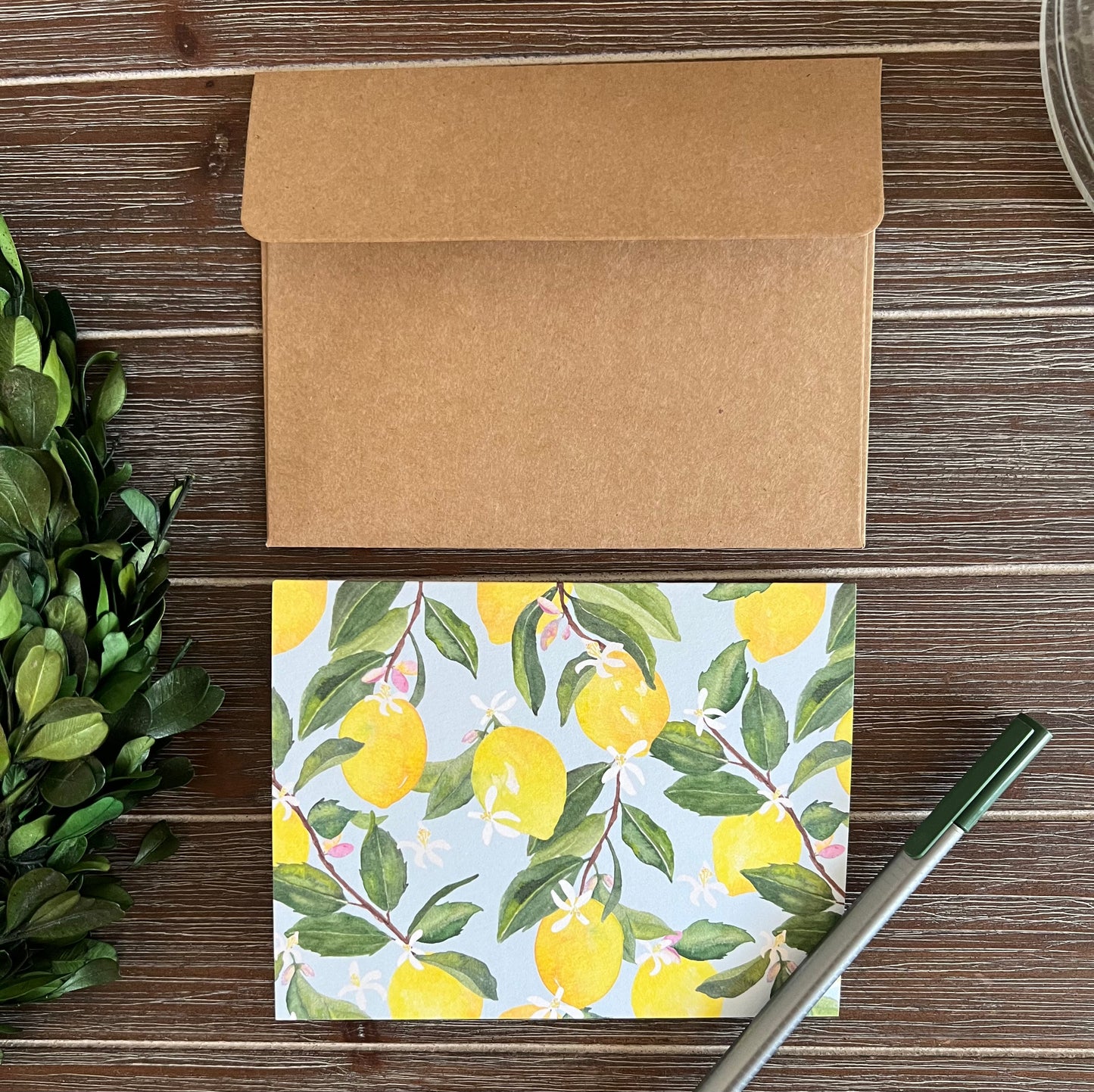 Lemons + Blossoms Stationery Set, Thank You Note Cards