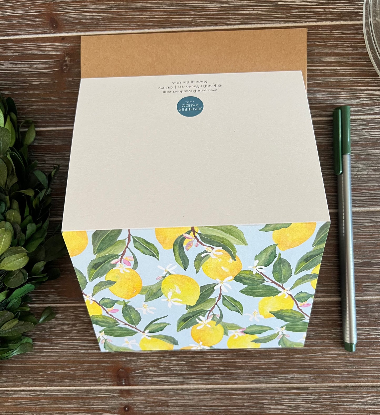 Lemons + Blossoms Stationery Set, Thank You Note Cards