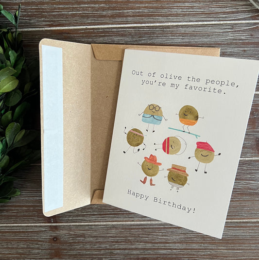 "Olive the People" Birthday Card