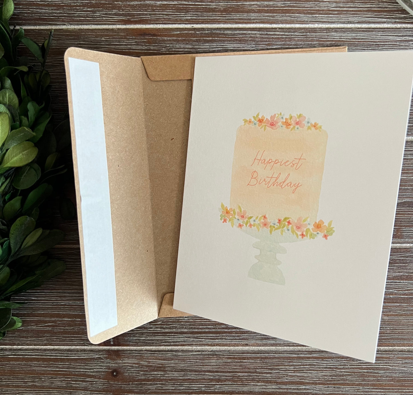 Happiest Birthday Card, Pastel Cake Card