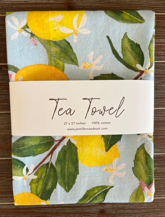 Lemon Tea Towel, Hand Towel, Kitchen Decor, Yellow, Watercolor Tea Towel