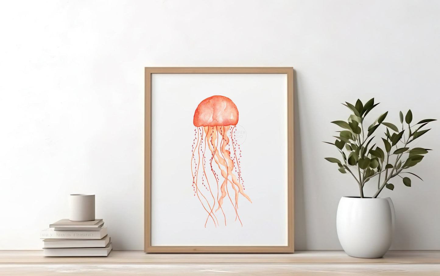 Jellyfish Wall Decor, Jellyfish Watercolor Print, Under the Sea Creature, Sea Life Artwork