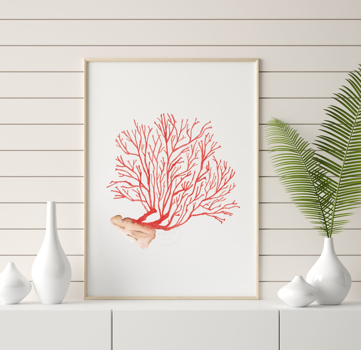 Red Coral Wall Decor, Under the Sea Wall Art, Watercolor Art Print