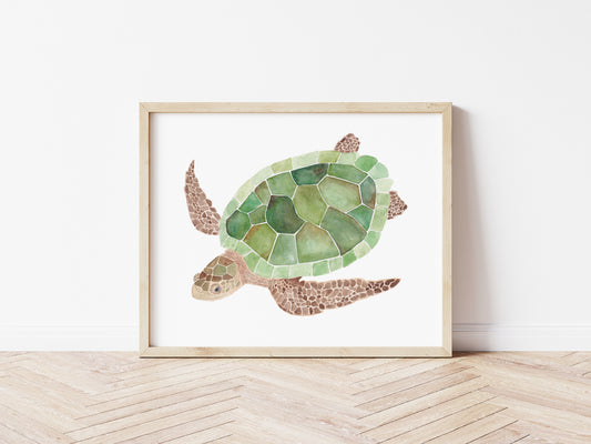Sea Turtle Wall Decor, Turtel Watercolor Art Print, Coastal Wall Decor, Florida Keys Artwork
