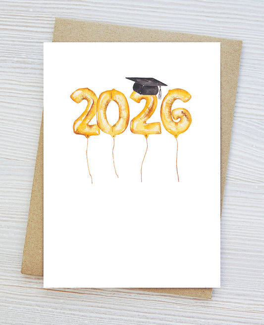 Graduation Card, 2026 Graduate, Grad Cap, Blank Inside