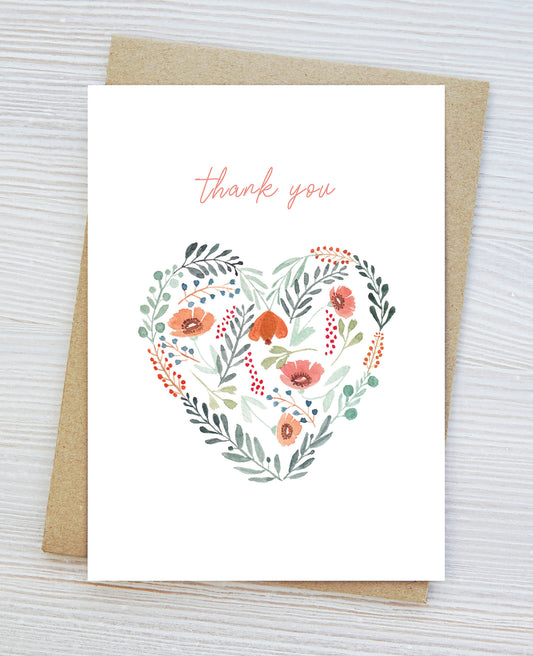 Heart Thank you Card, Appreciation, Gratitude card