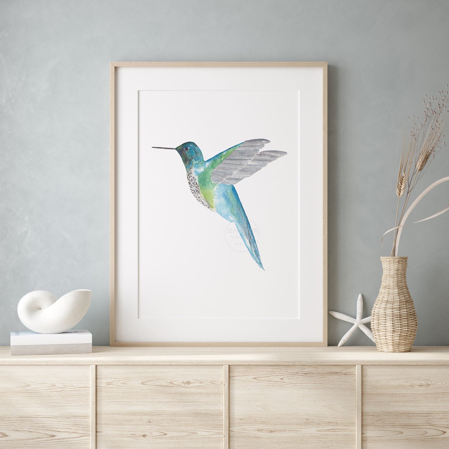 Hummingbird Wall Art, Watercolor Art Print