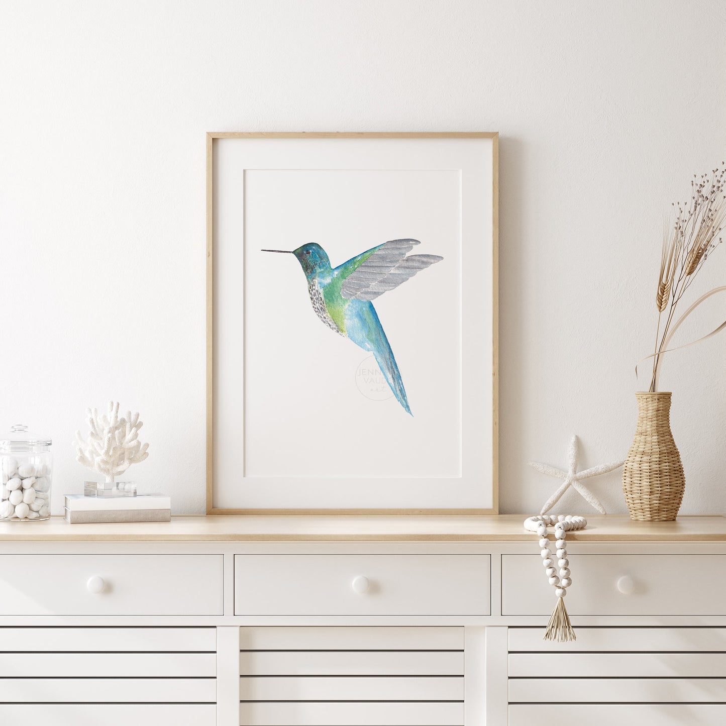 Hummingbird Wall Art, Watercolor Art Print