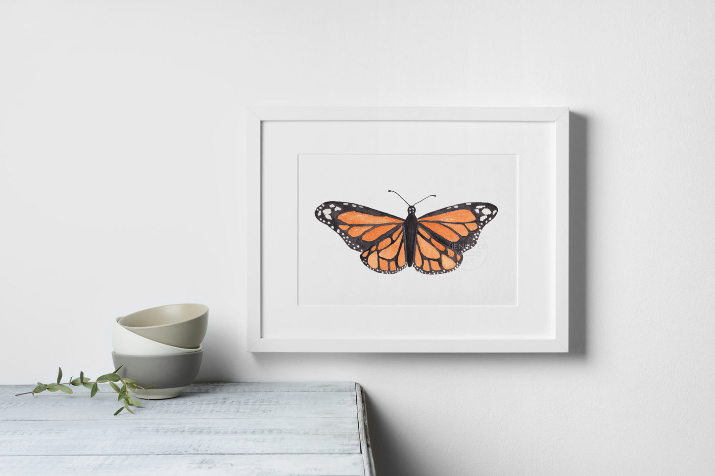 Butterfly Art Print, Watercolor Monarch Butterfly, Hand-painted print