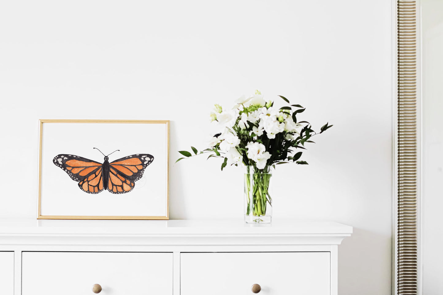 Butterfly Art Print, Watercolor Monarch Butterfly, Hand-painted print