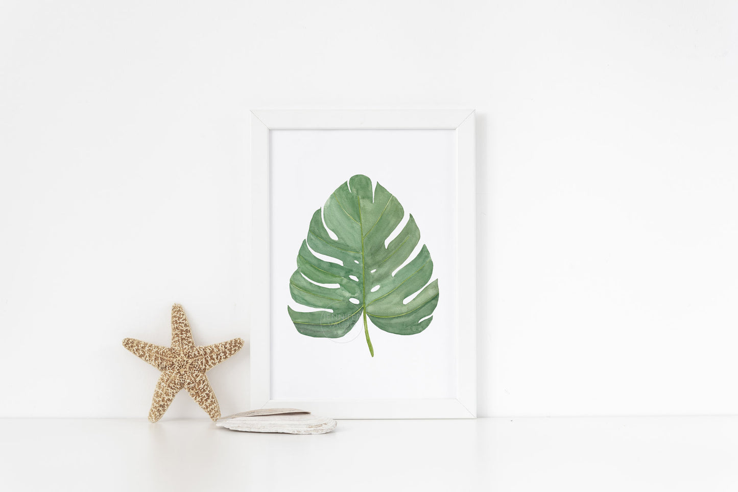 Monstera Leaf Wall Decor, Monstera Watercolor Print, Tropical Wall Decor, Beach House Artwork